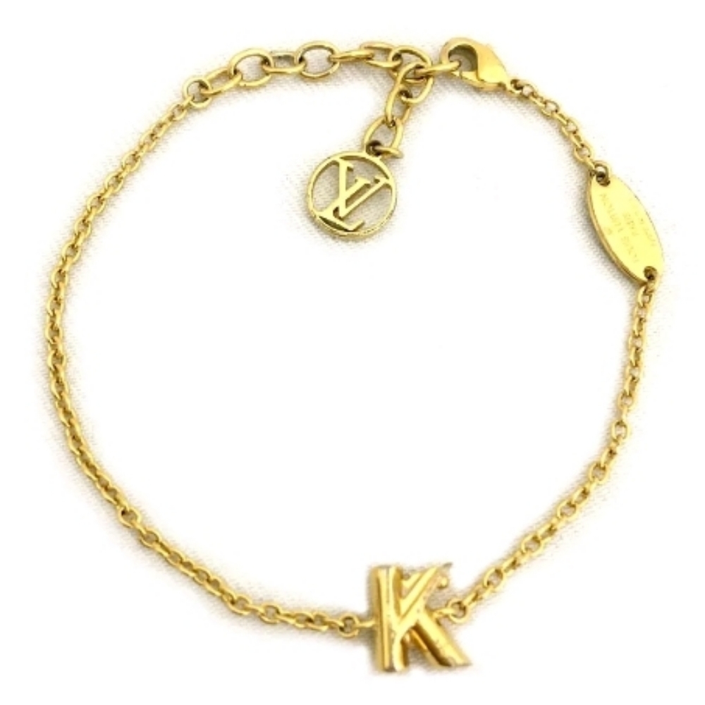 AUTH LOUIS VUITTON INITIAL K GOLD TONE BRACELET